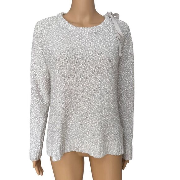 Lilla p textured grey tie shoulder sweater size S - Picture 1 of 7